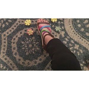 Used but great shoes They are velcro and zippers on the back  and great quality.